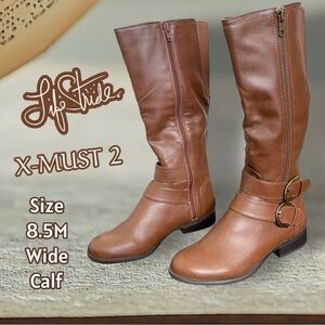 LifeStride Women's X-must Wide Calf Riding Boot Dark Tan Size 8.5M